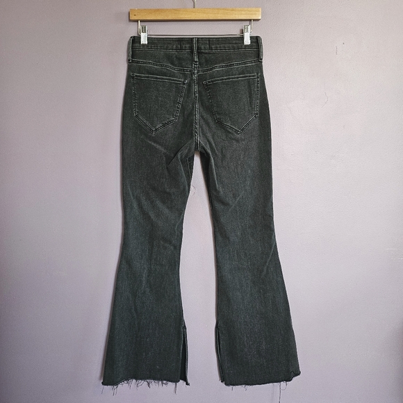 Hollister Washed Black Soft Stretch High Rise Raw Hem Split Leg Flare Jeans - Picture 7 of 11